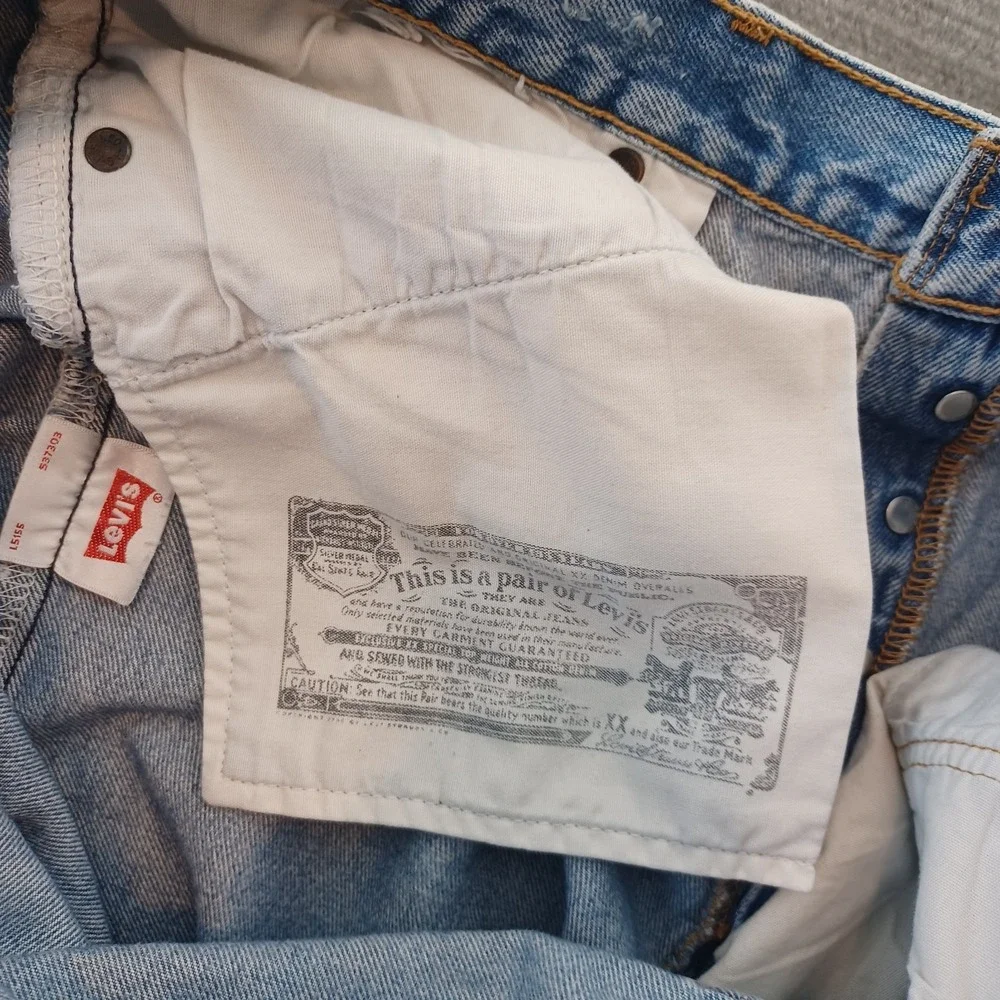 Levis 501XX Jeans‎ Mens 36x28 Light Wash Button Fly Distressed Straight Leg